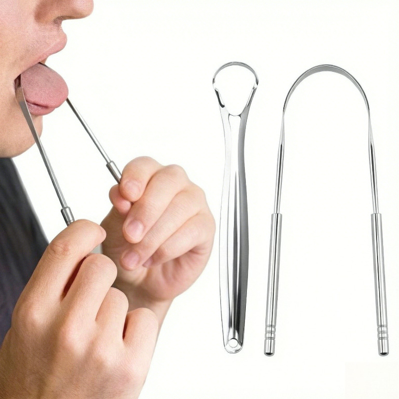 Tongue Scraper Metal - Stainless Steel Tongue Scraper, Portable Tongue