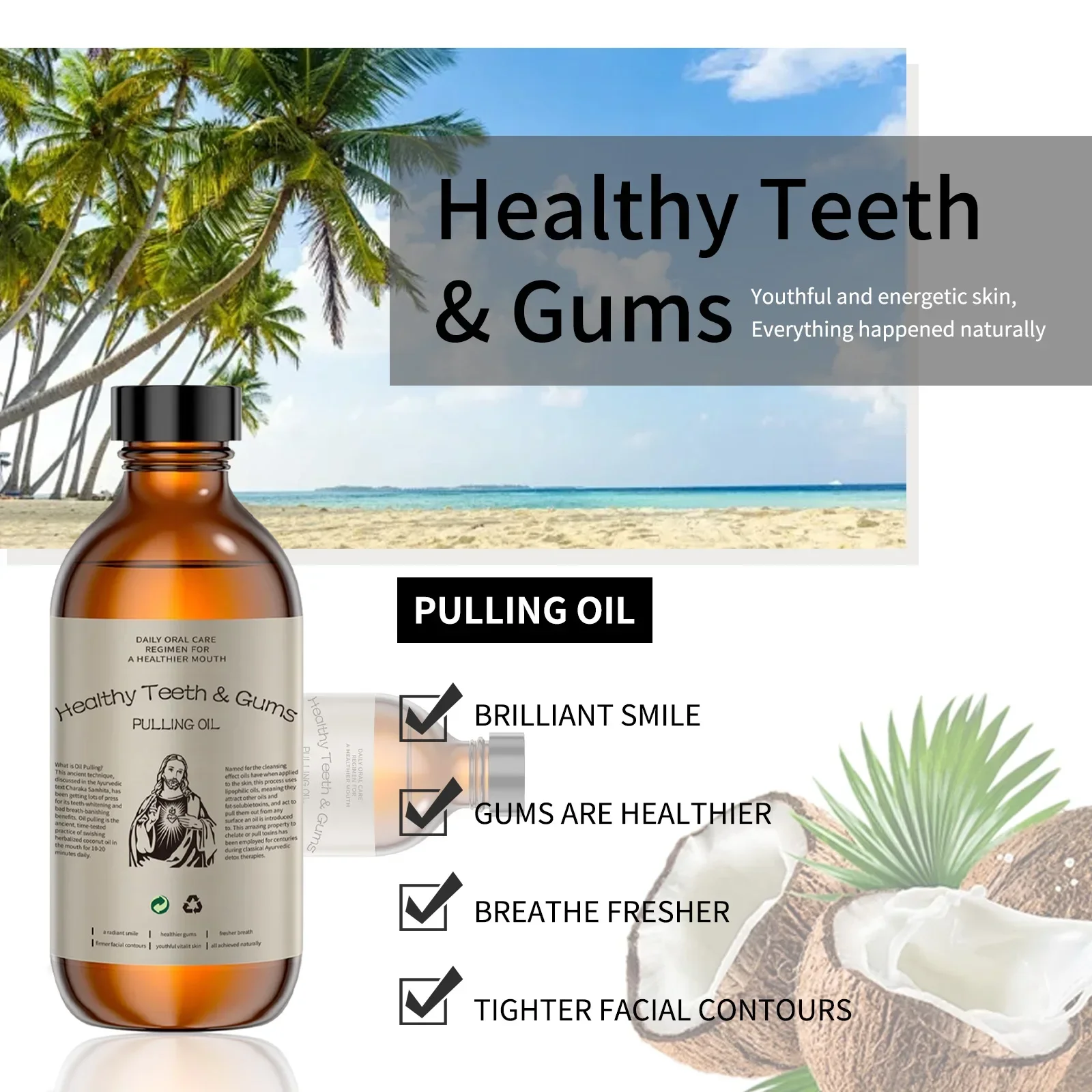 Coconut Pulling Oil Mouthwash  - Whitening Mouthwash 评论和价格