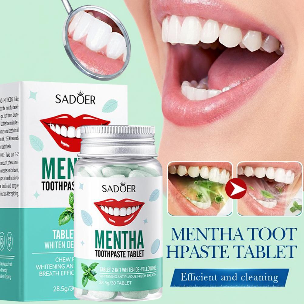 30Pcs Solid Toothpaste Tablets - Teeth Whitening Treatment 评论和价格